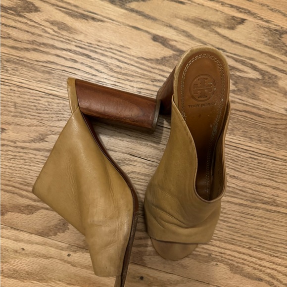 Tory Burch Raya Leather Mule Sandal Heels - Picture 3 of 8